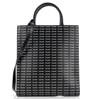 Celine Vertical Cabas Tote All Over Logo Print Leather Small