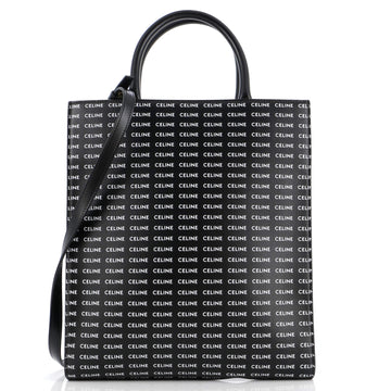 Celine Vertical Cabas Tote All Over Logo Print Leather Small