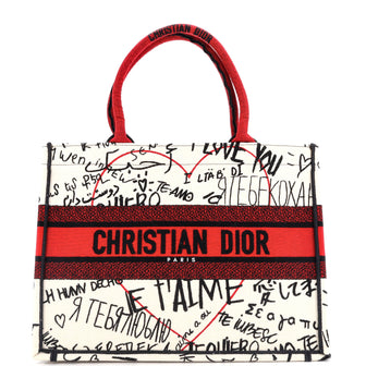 Christian Dior Book Tote Embroidered Canvas Medium