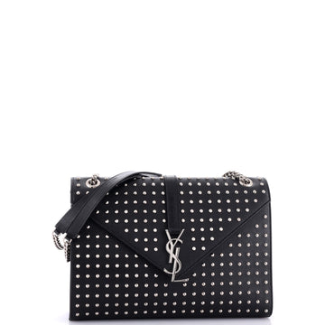 Saint Laurent Classic Monogram Envelope Satchel Studded Leather Large