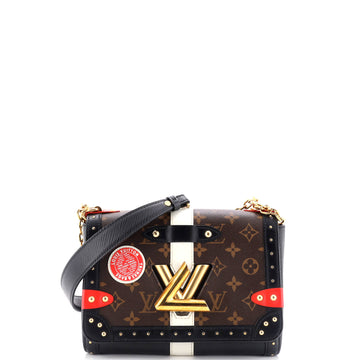 Louis Vuitton Twist Handbag Studded Epi Leather and Monogram Canvas MM