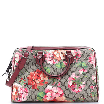 Gucci Convertible Boston Bag Blooms Print GG Coated Canvas Medium