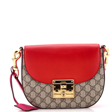 Gucci Padlock Saddle Shoulder Bag GG Coated Canvas and Leather Medium