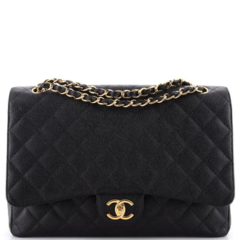 Chanel Classic Double Flap Bag Quilted Caviar Jumbo