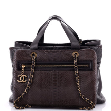 Chanel Urban Mix Tote Quilted Glazed Calfskin and Python Medium