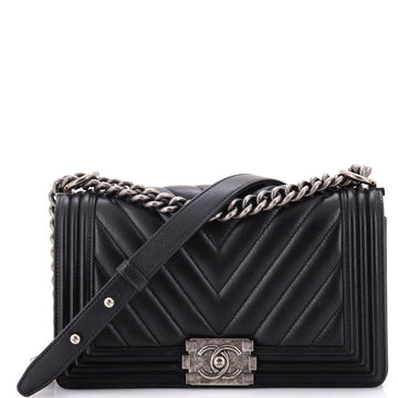 Chanel Boy Flap Bag Chevron Calfskin Old Medium