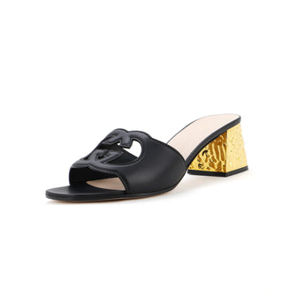Gucci Women's Interlocking G Cut-Out Heeled Slide Sandals Leather