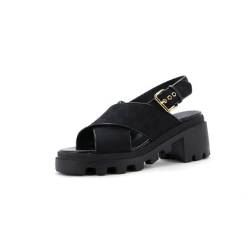 Gucci Women's Lug Sole Platform Slingback Sandals GG Canvas