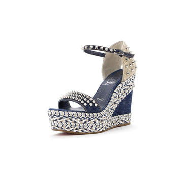 Christian Louboutin Women's Madmonica Wedge Sandals Mixed Materials 120