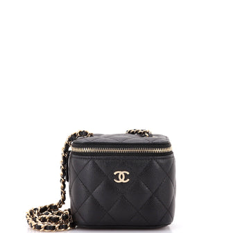Chanel Classic Vanity Case with Chain Quilted Caviar Mini