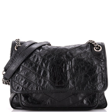 Saint Laurent Niki Chain Flap Bag Matelasse Chevron Leather Medium