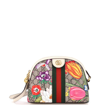 Gucci Ophidia Dome Shoulder Bag Flora GG Coated Canvas Small