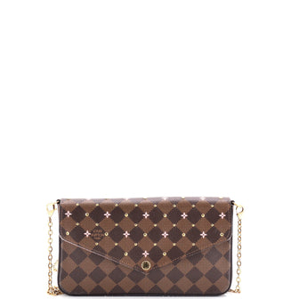 Louis Vuitton Felicie Pochette Flower Printed Studded Damier