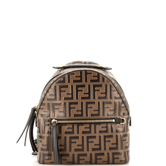 Fendi By The Way Backpack Zucca Embossed Leather Mini