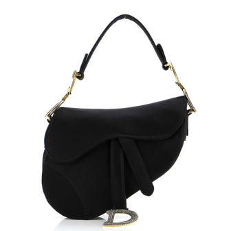 Christian Dior Saddle Handbag Satin with Crystals Mini