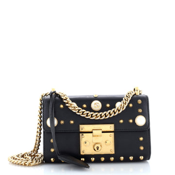 Gucci Pearly Padlock Shoulder Bag Studded Leather Small