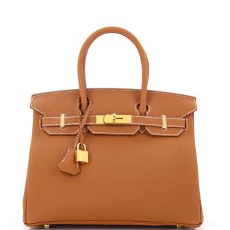 Hermes Birkin Handbag Brown Togo with Gold Hardware 30