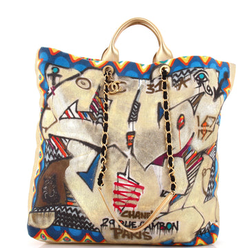 Chanel Paris-New York Street Spirit Shopping Tote Graffiti Printed Canvas Maxi