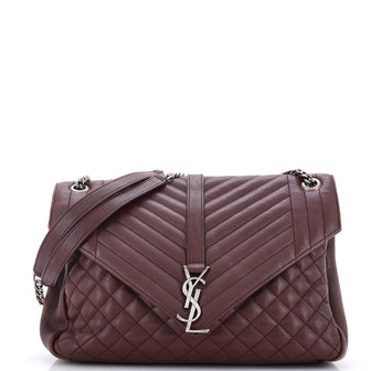 Saint Laurent Classic Monogram Slouchy Envelope Satchel Mixed Matelasse Leather Large