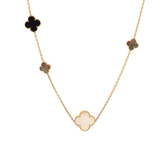 Van Cleef & Arpels Magic Alhambra 16 Motifs Long Necklace 18K Yellow Gold with Mother of Pearl and Onyx