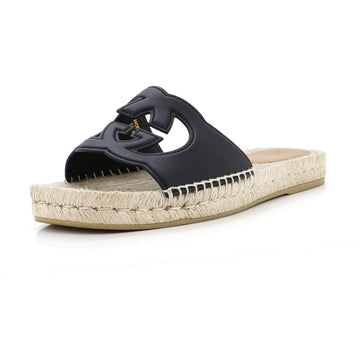 Gucci Women's Interlocking G Cut-Out Espadrille Slide Sandals Leather