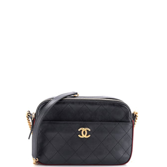 Chanel Button Up Camera Case Quilted Calfskin with Grosgrain Small
