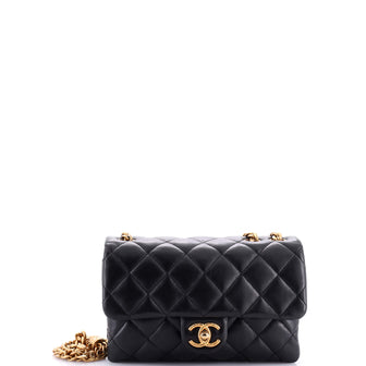 Chanel All Slide Long Flap Bag Quilted Lambskin Small