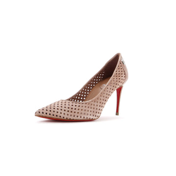 Christian Louboutin Women's Perfokate Pumps Perforated Suede and Patent 85