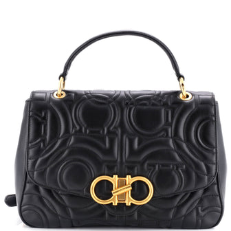 Salvatore Ferragamo Gancini Turnlock Flap Bag Gancini Quilted Leather Medium