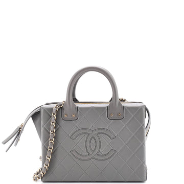 Chanel CC Top Handle Convertible Vanity Case Quilted Calfskin Medium