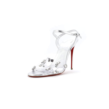 Christian Louboutin Women's Degrasandal Queen Sandals PVC and Leather with Crystals 100