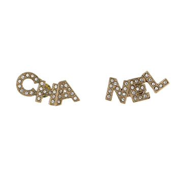 Chanel CHA-NEL Stud Earrings Metal with Crystals