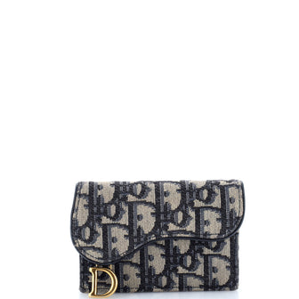 Christian Dior Saddle Flap Wallet Oblique Canvas Mini