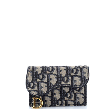 Christian Dior Saddle Flap Wallet Oblique Canvas Mini