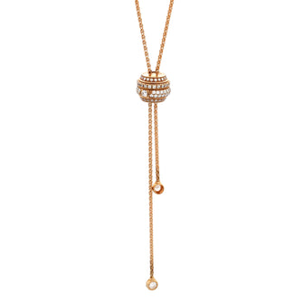 Piaget Possession Sphere Lariat Pendant Necklace 18K Rose Gold with Pave Diamonds