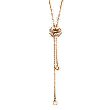 Piaget Possession Sphere Lariat Pendant Necklace 18K Rose Gold with Pave Diamonds