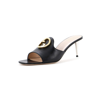 Gucci Women's Blondie Open Toe Heeled Mules Leather