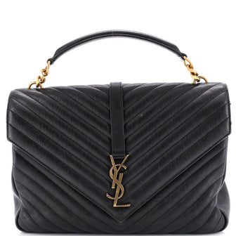 Saint Laurent Classic Monogram College Bag Matelasse Chevron Leather Large