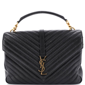 Saint Laurent Classic Monogram College Bag Matelasse Chevron Leather Large
