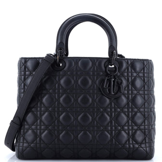Christian Dior Ultra Matte Lady Dior Bag Cannage Quilt Calfskin Large