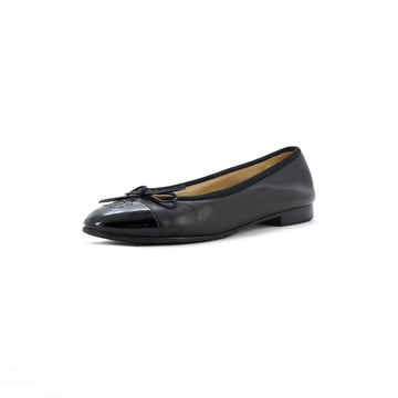 Chanel Women's CC Cap Toe Bow Ballerina Flats Leather and Patent