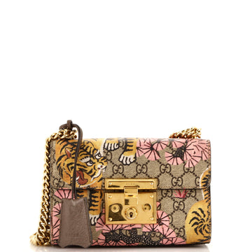 Gucci Padlock Shoulder Bag Bengal Print GG Coated Canvas Small