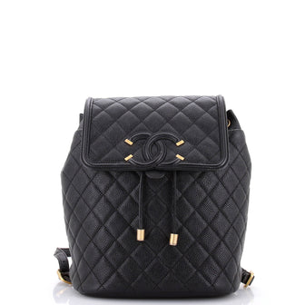 Chanel Filigree Backpack Quilted Caviar Large