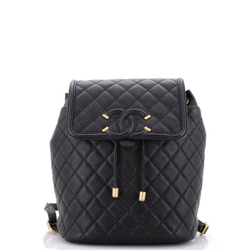 Chanel Filigree Backpack Quilted Caviar Large