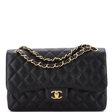 Chanel Classic Double Flap Bag Quilted Caviar Jumbo