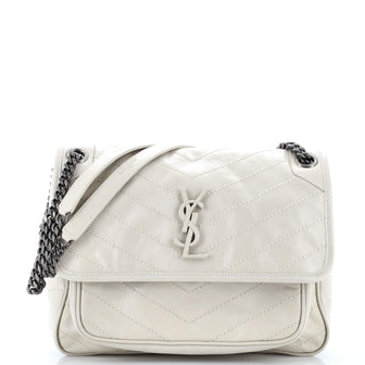 Saint Laurent Niki Chain Flap Bag Matelasse Chevron Leather Medium