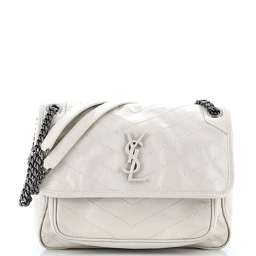 Saint Laurent Niki Chain Flap Bag Matelasse Chevron Leather Medium