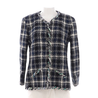 Chanel Women's Twisted Trim Two Pocket Collarless Jacket Tweed