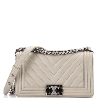 Chanel Boy Flap Bag Chevron Calfskin Old Medium