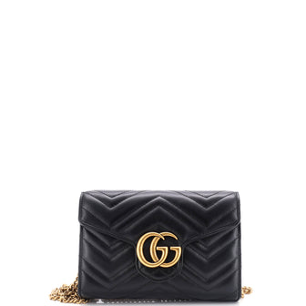 Gucci GG Marmont Chain Wallet Matelasse Leather Mini